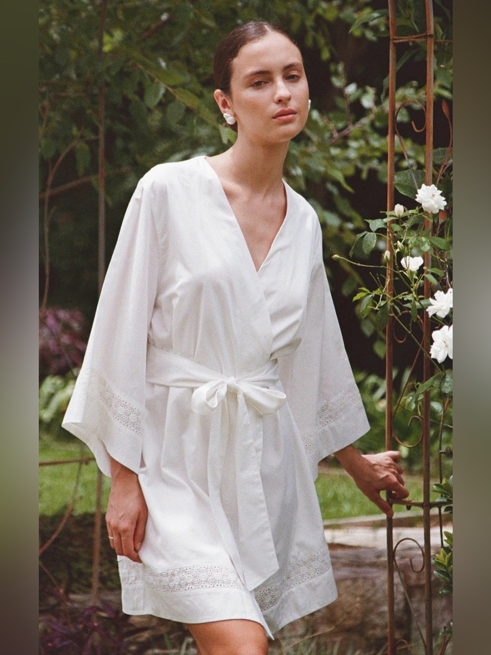 NWT Giselle Bridal Robe - Cotton Modal Off White